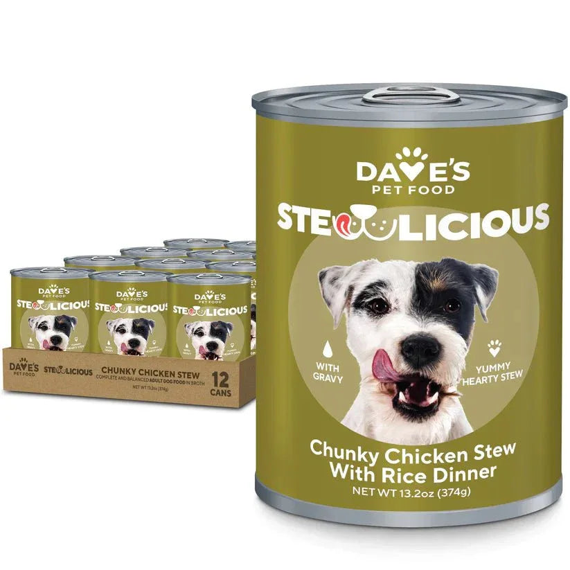 Dave's Stewlicious Chunky Chicken and Rice Stew Dog Food 12ea/13.2 oz - Talis Us