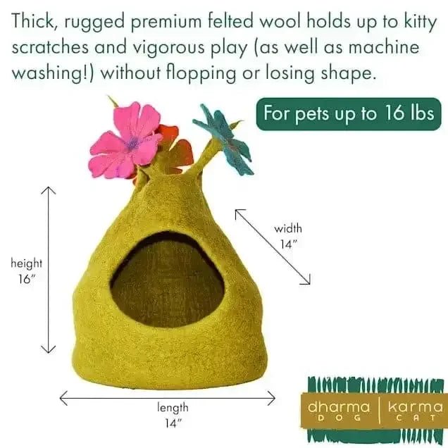 Dharma Dog Karma Cat Bouquet Cave Green/Multi Small Dogs & Cat Bed - Talis Us