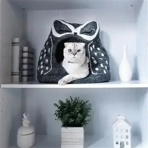 Dharma Dog Karma Cat Wool Pet Cave, Owl, Grey Small Dogs & Cat Bed - Talis Us