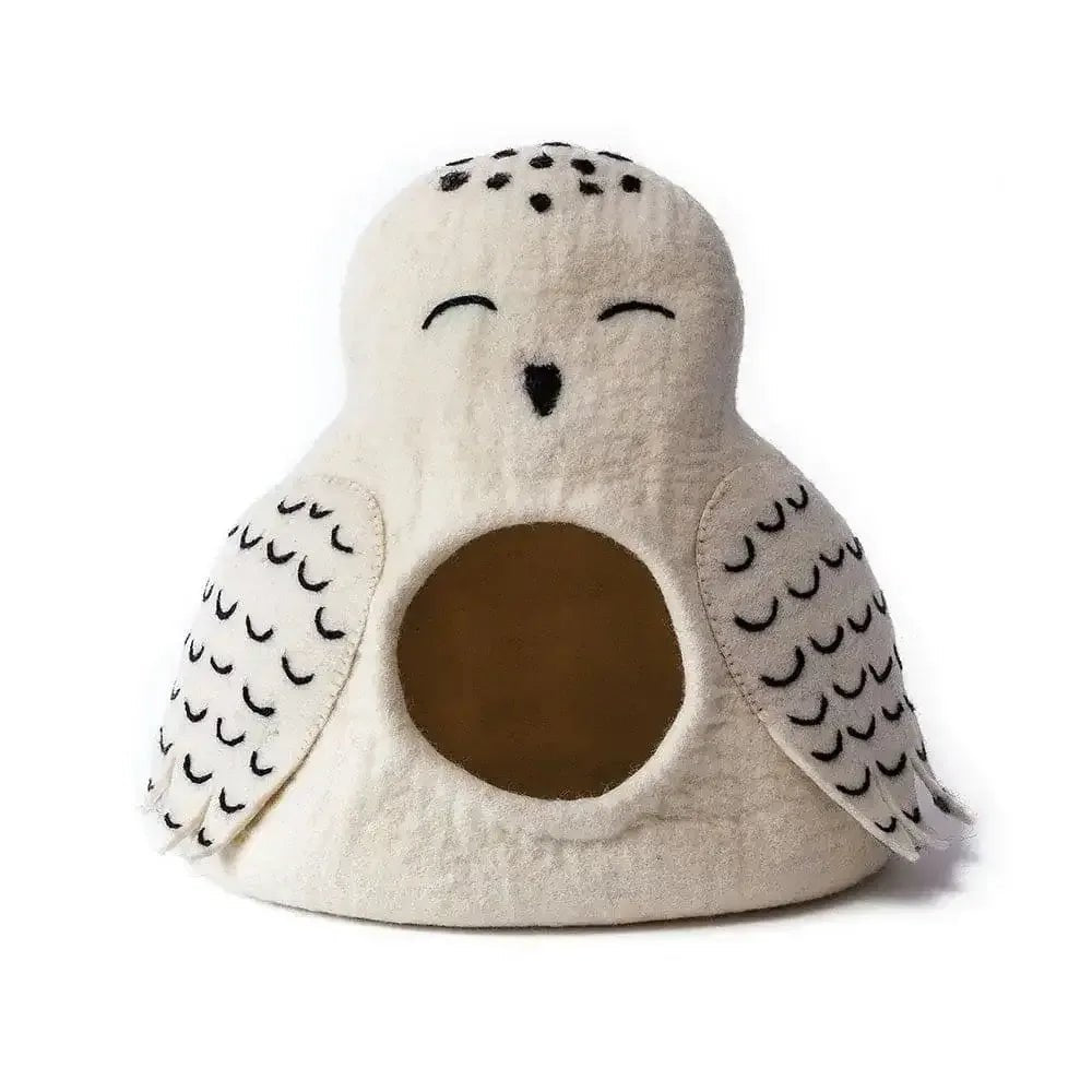 Dharma Dog Karma Cat Wool Pet Cave, Owl, Snowy Small Dogs & Cat Bed - Talis Us