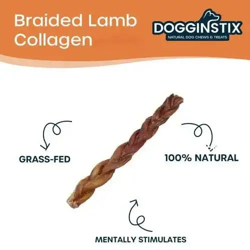 Dogginstix Braided Lamb Collagen Sticks Dog Chew - Talis Us