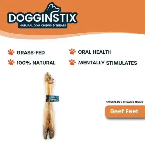 Dogginstix Odor Free Beef Feet - Beef Trotter Dog Chews Case of 20 - Talis Us