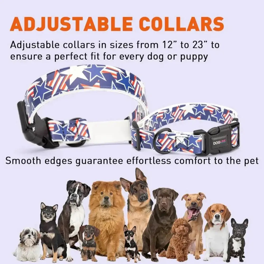 Dogline Biothane Printed Flag Dog Collar with Quick Release Buckle - Talis Us