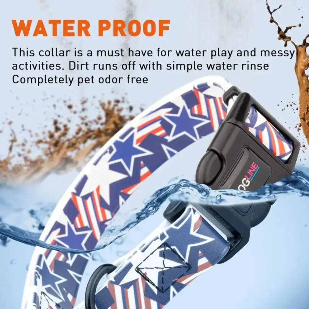 Dogline Biothane Printed Flag Dog Collar with Quick Release Buckle - Talis Us