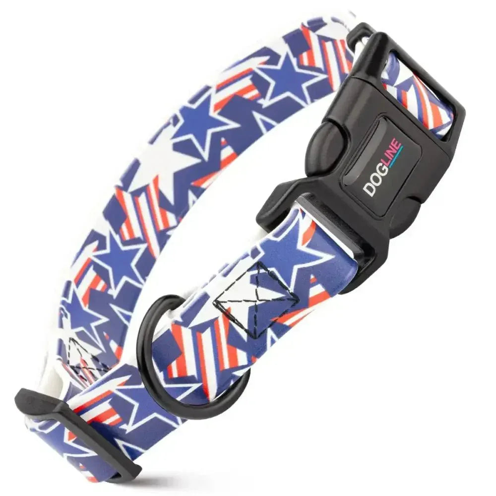 Dogline Biothane Printed Flag Dog Collar with Quick Release Buckle - Talis Us