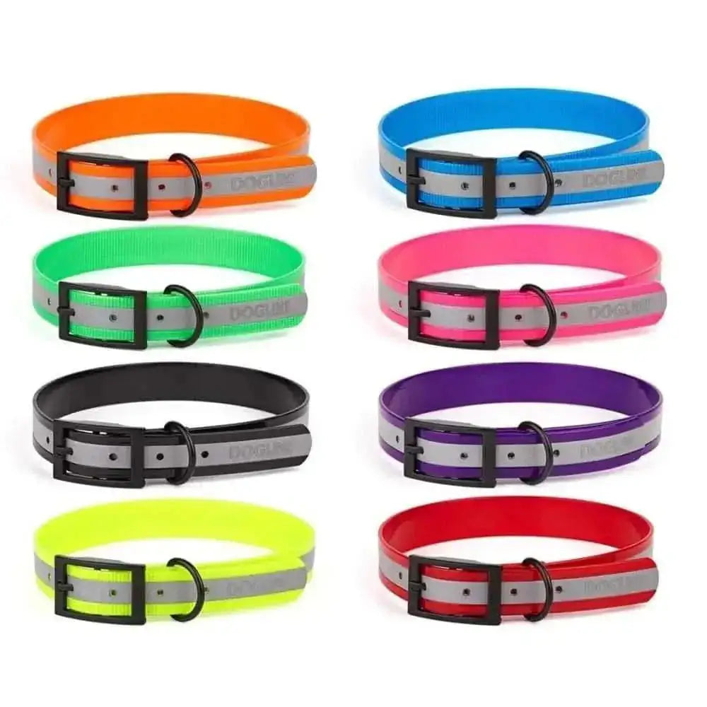 Dogline Biothane Translucent Reflective Waterproof Dog Collar Strong Coated Nylon Webbing with Black Dogline WP