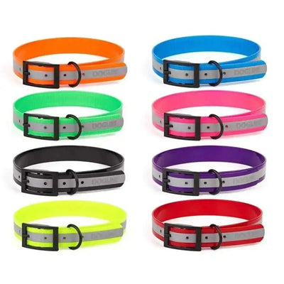 Dogline Biothane Translucent Reflective Waterproof Dog Collar Strong Coated Nylon Webbing with Black Dogline WP
