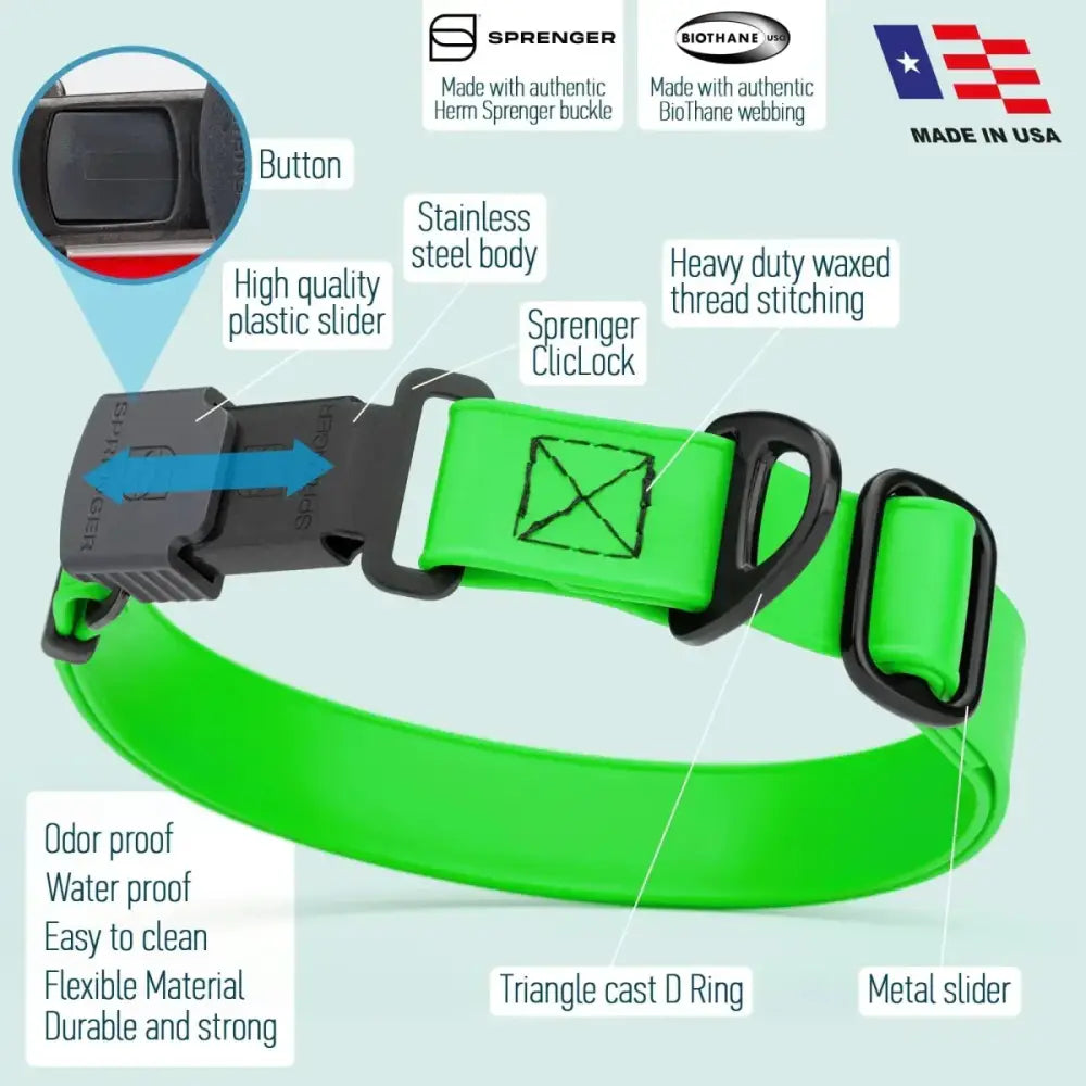 Dogline Biothane Waterproof Dog Collar with Herm Sprenger Stainless Steel Quick Release Buckle - Talis Us