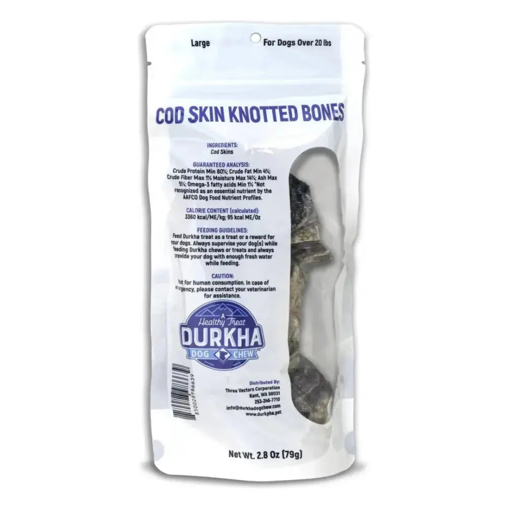 Durkha Cod Skin Knotted Bone Dog Treat - Talis Us