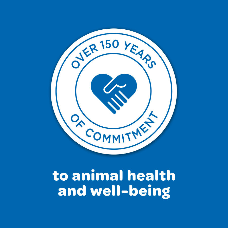 Kaytee logo with a heart and hands icon, celebrating over 150 years of commitment to animal health.