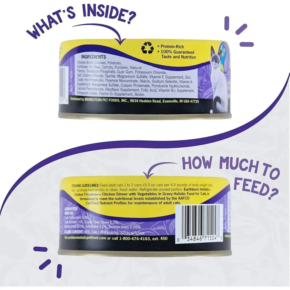 Earthborn Holistic Grain Free Chicken Fricatssee Wet Cat Food 24ea/5.5 oz - Talis Us