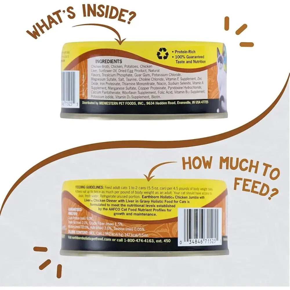 Earthborn Holistic Grain Free Chicken Jumble with Liver Wet Cat Food 24ea/5.5 oz - Talis Us