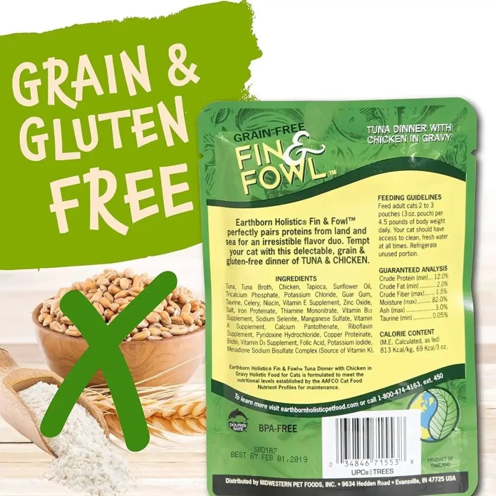 Earthborn Holistic Grain Free Fin and Fowl Wet Cat Food 24ea/3 oz - Talis Us