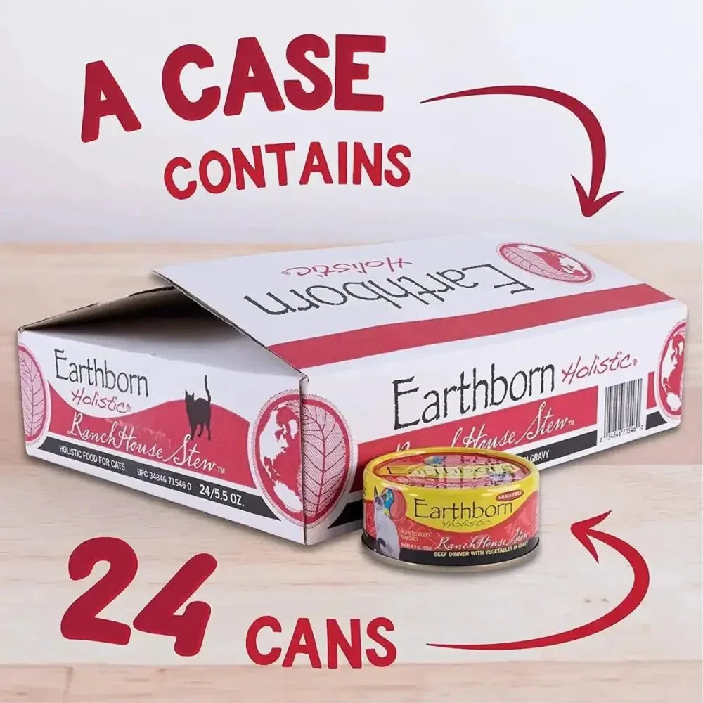 Earthborn Holistic Grain Free RanchHouse Stew Beef Wet Cat Food 24ea/5.5 oz - Talis Us