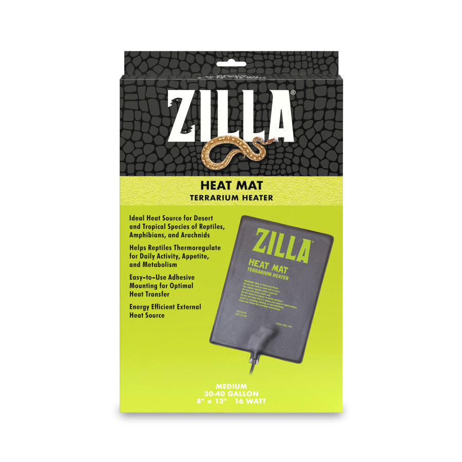 Zilla Medium Heat Mat for 30-40 gallon terrariums, 8x12 inch, 16 watt energy efficient heater.