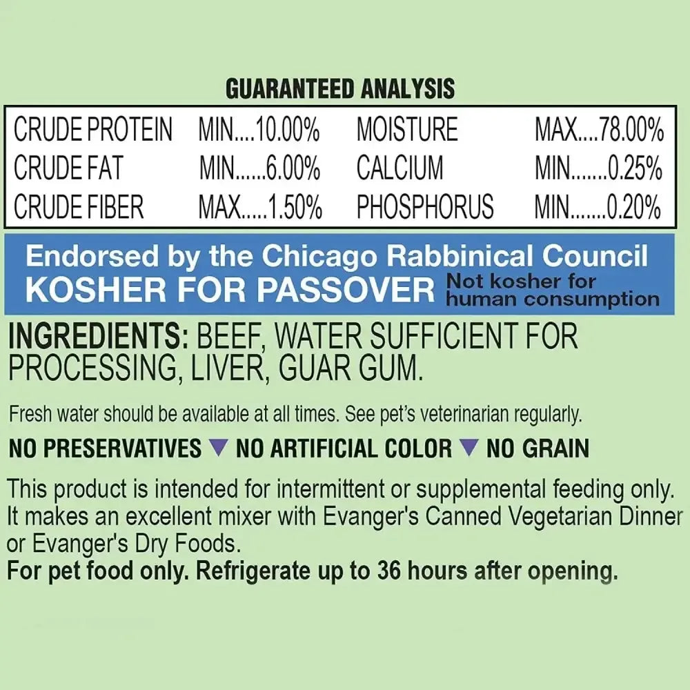 Evanger's Grain-Free Beef Canned Dog & Cat Food 24ea/6 oz Evanger's