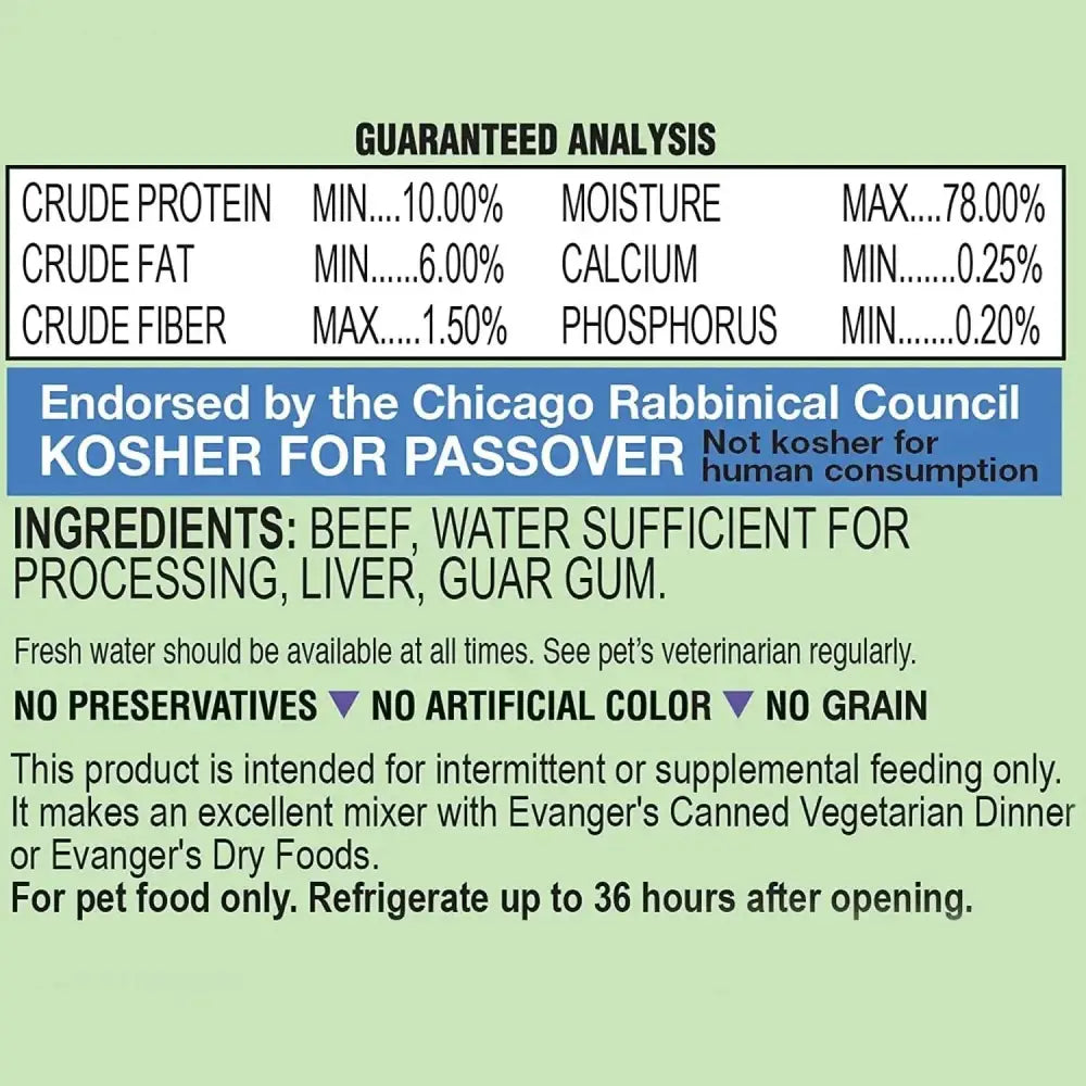 Evanger's Grain-Free Beef Canned Dog & Cat Food 24ea/6 oz Evanger's