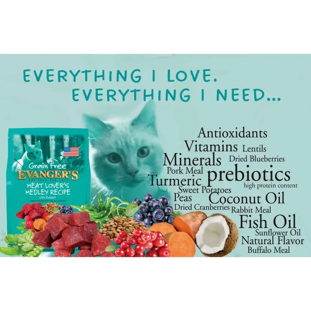 Evanger's Grain Free Meat Lover’s Medley Recipe With Rabbit For Cats 4.4 lb - Talis Us