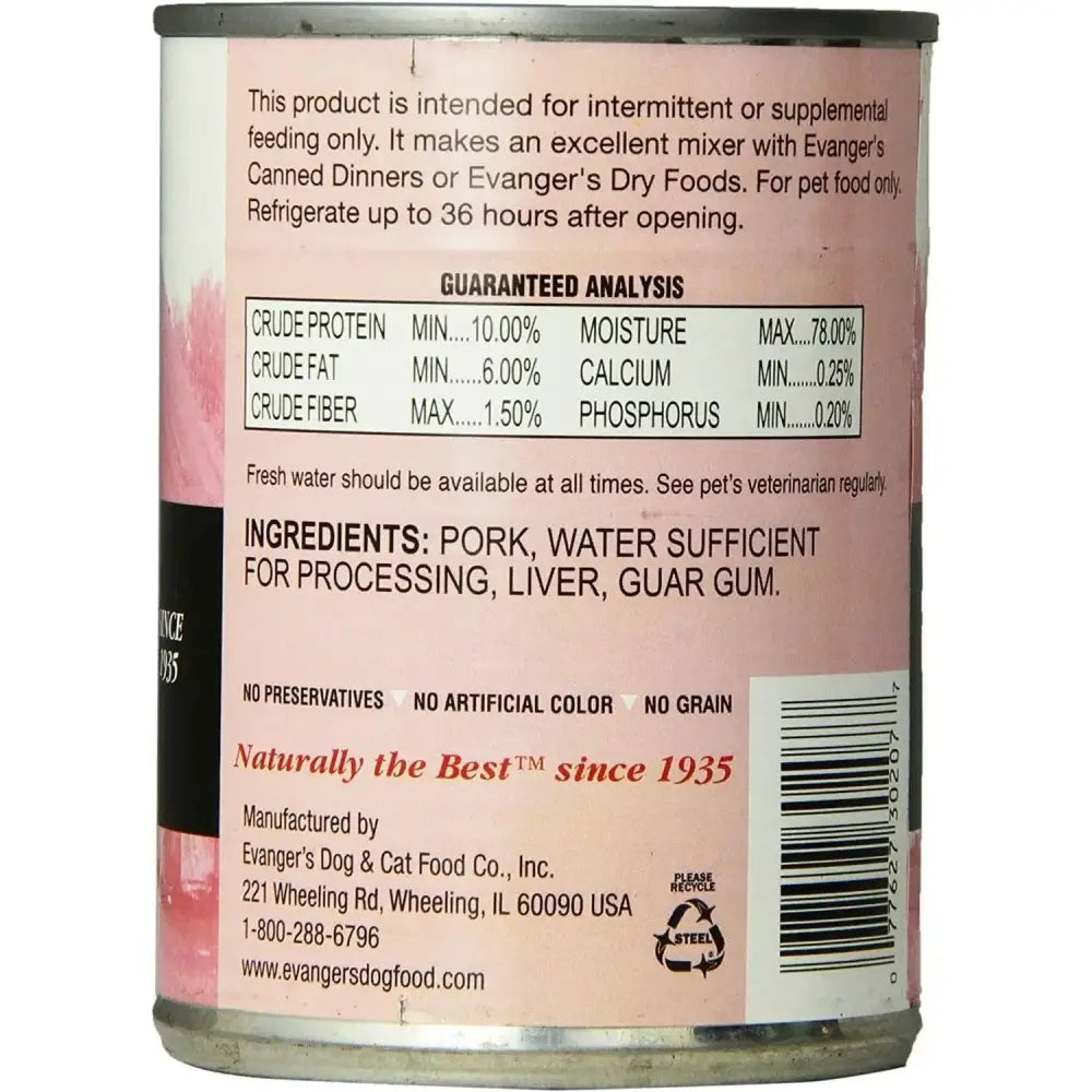 Evanger's Grain-Free Pork Canned Dog & Cat Food 12ea/12.8 oz Evanger's