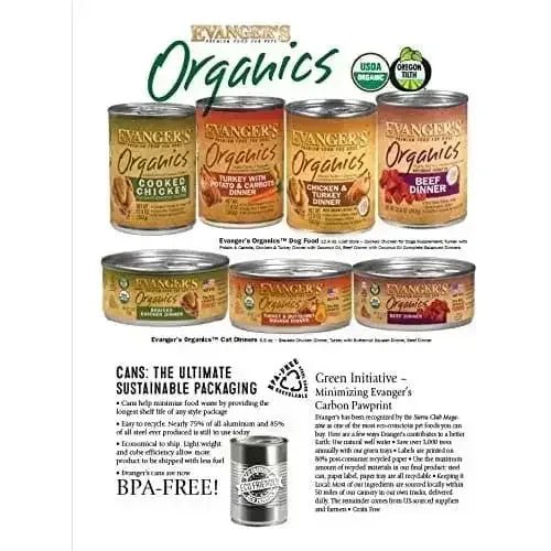 Evanger's Organics Beef Dinner Grain - Free Canned Cat Food - Talis Us