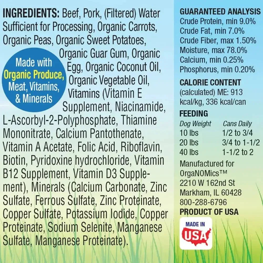 Evanger's OrgaNOMics Beef & Pork Dinner Grain - Free Pate Wet Dog Food 12/12.5oz - Talis Us