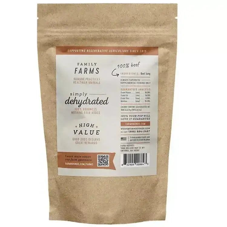 Farm Hounds Natural Dehydrated Beef Lung Treat for Dogs - Talis Us
