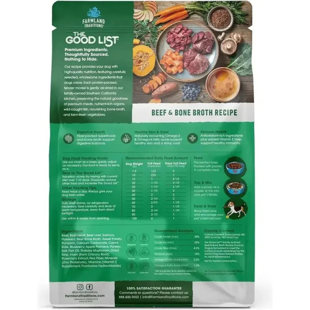 Farmland Traditions The Good List Gently Air Dried Beef & Bone Broth Dog Food - Talis Us