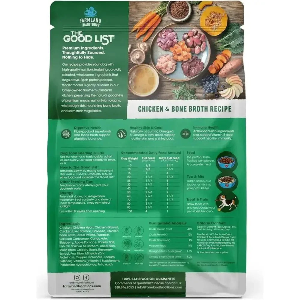 Farmland Traditions The Good List Gently Air Dried Chicken & Bone Broth Dog Food - Talis Us