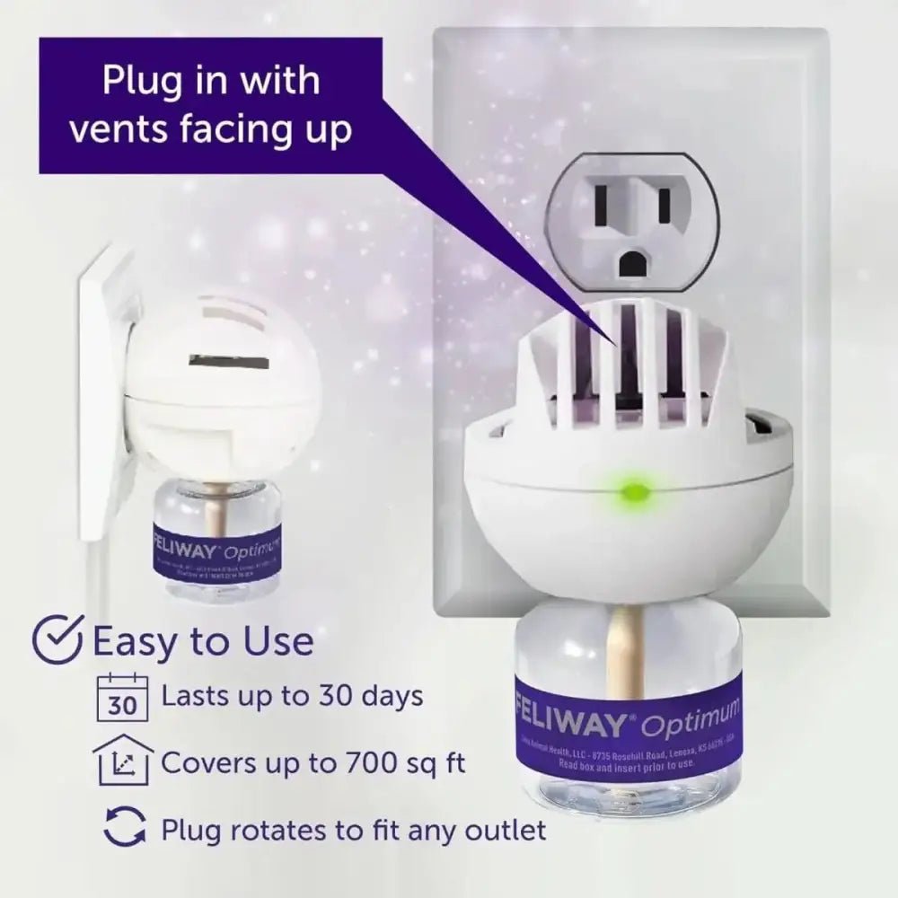 Feliway Optimum Cat Enhanced Calming Pheromone Diffuser 30 Day Starter Kit 48 mL - Talis Us