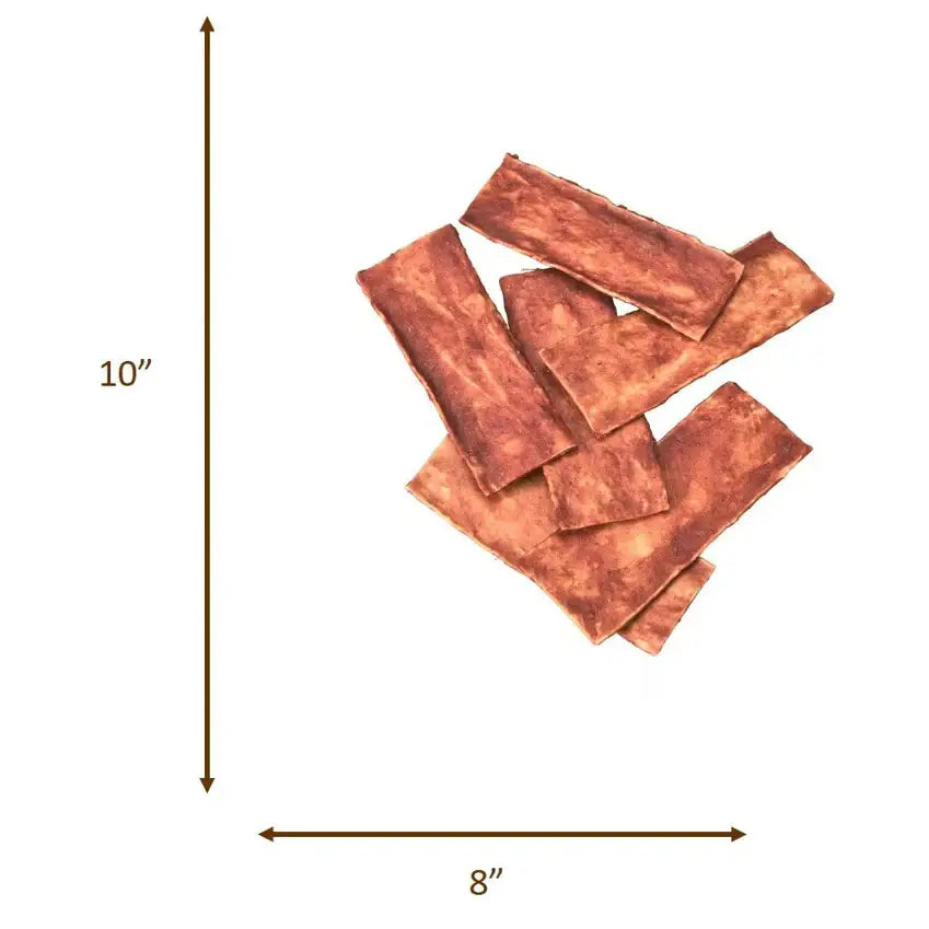 Fieldcrest Farms Nothin' to Hide dog treats stacked together in a pile, measuring 10 by 8 inches