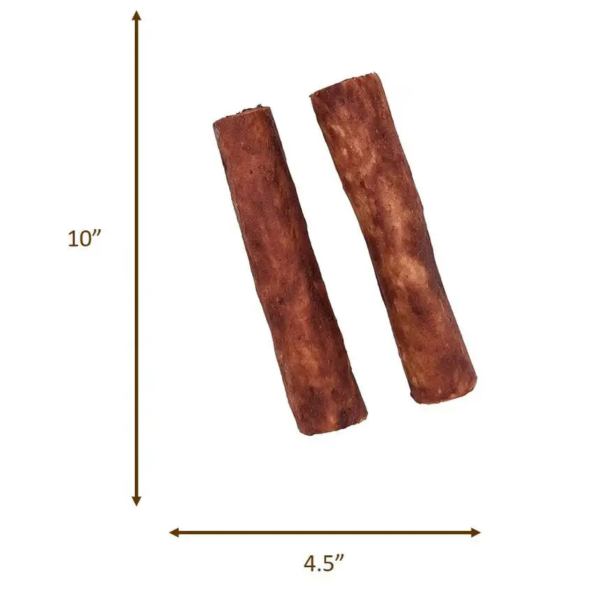Fieldcrest Farms highly digestible dog chews in a pack of two, each measuring 10 inches by 4.5 inches