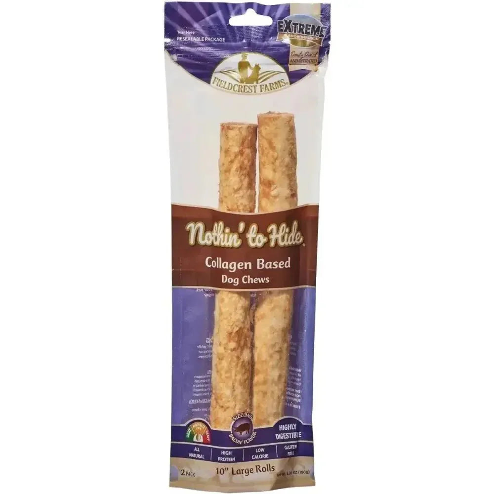Fieldcrest Farms Nothin To Hide Roll Bacon Dog Treats 10" 2pk - Talis Us