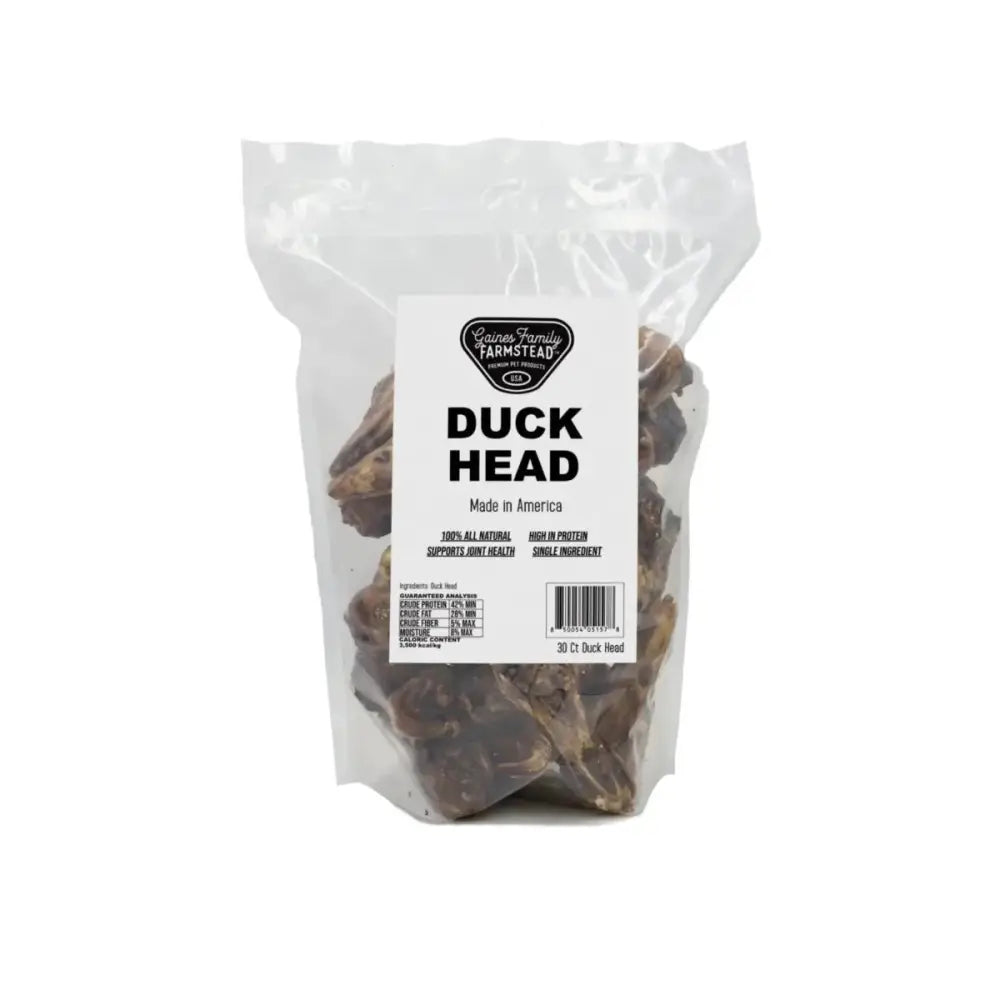Gaines Family Farmstead Natural Duck Head Chews for Aggressive Chewers - USA Made - Talis Us