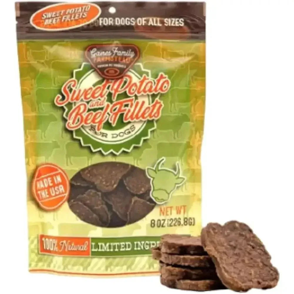 Gaines Family Farmstead Sweet Potato & Beef Fillets Grain - Free Dog Treats 8oz - Talis Us