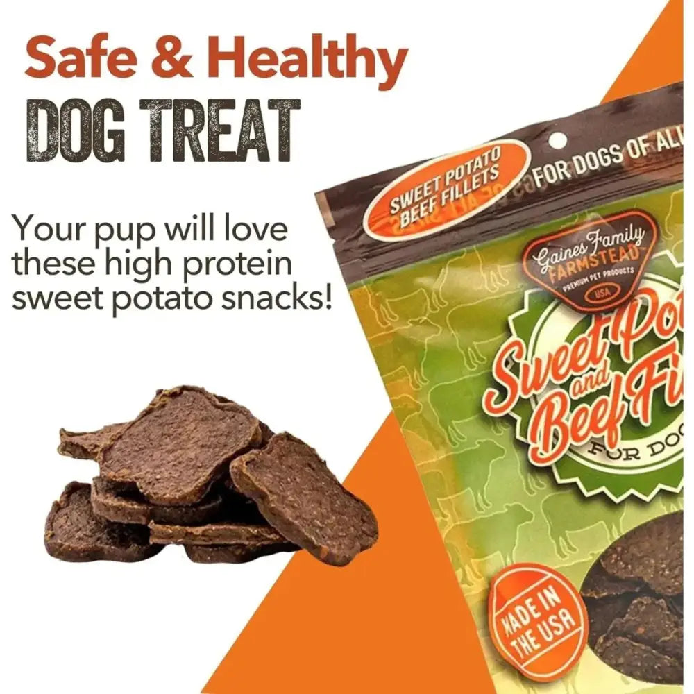 Gaines Family Farmstead Sweet Potato & Beef Fillets Grain - Free Dog Treats 8oz - Talis Us