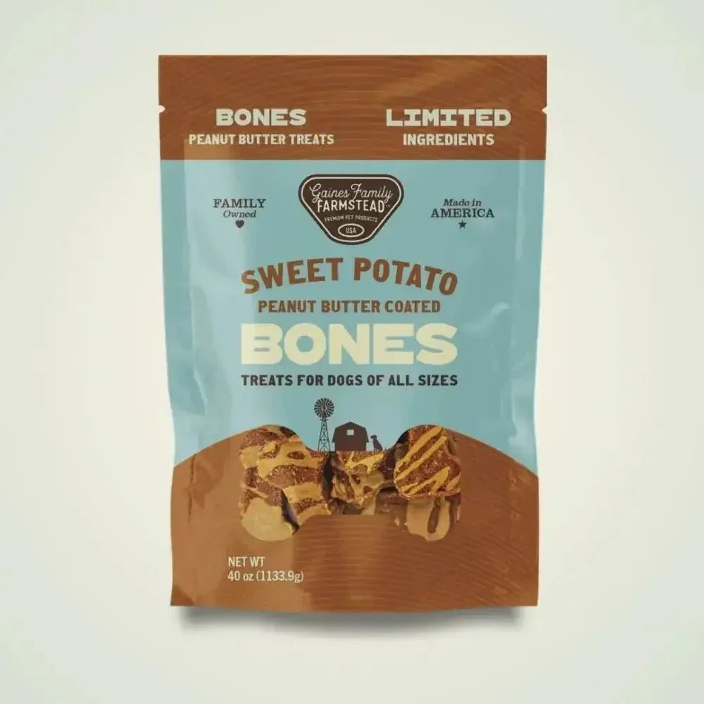 Gaines Family Farmstead Sweet Potato Peanut Butter Coated Bones Dog Treats - Talis Us