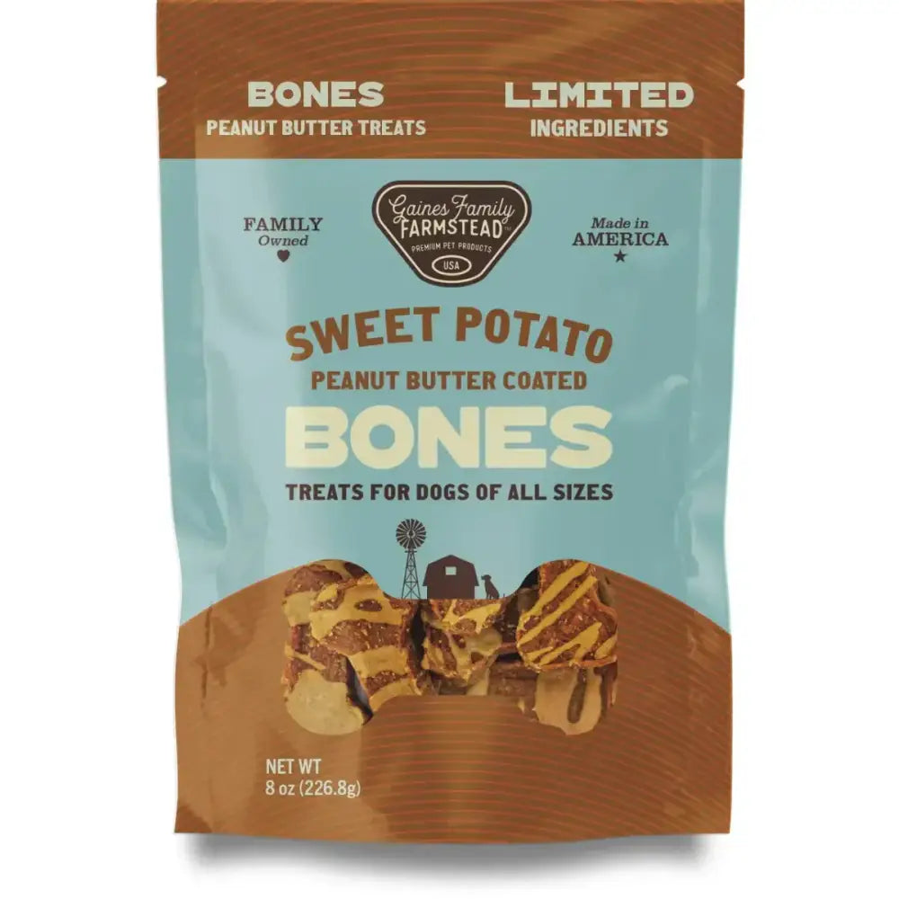 Gaines Family Farmstead Sweet Potato Peanut Butter Coated Bones Dog Treats - Talis Us