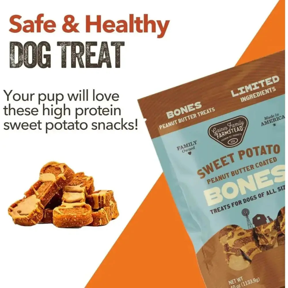 Gaines Family Farmstead Sweet Potato Peanut Butter Coated Bones Dog Treats - Talis Us