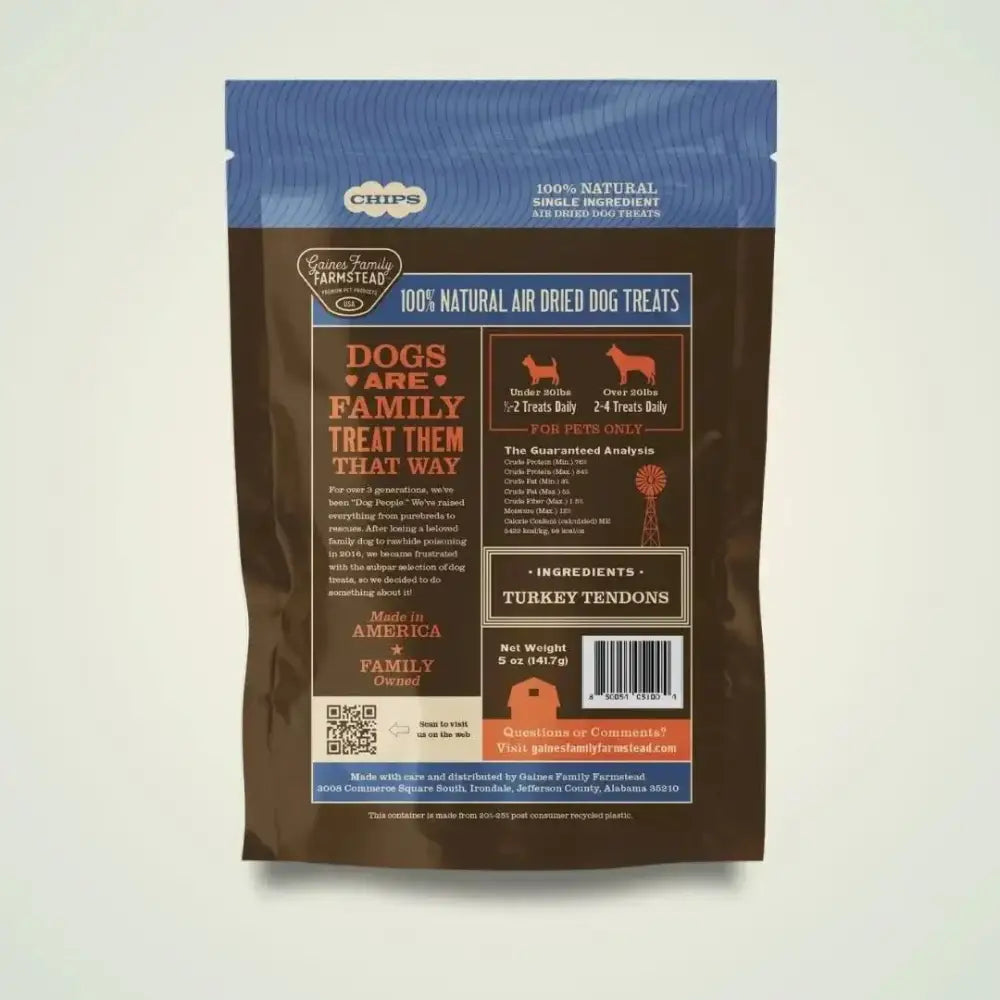 Gaines Family Farmstead Turkey Tendon Chips Soft & Chewy Dog Treats 5oz - Talis Us
