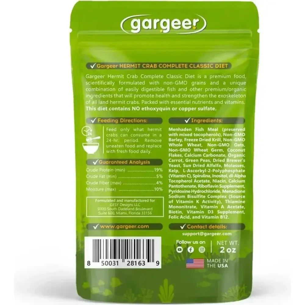 Gargeer Complete Classic Diet Hermit Crab Food 2oz - Talis Us