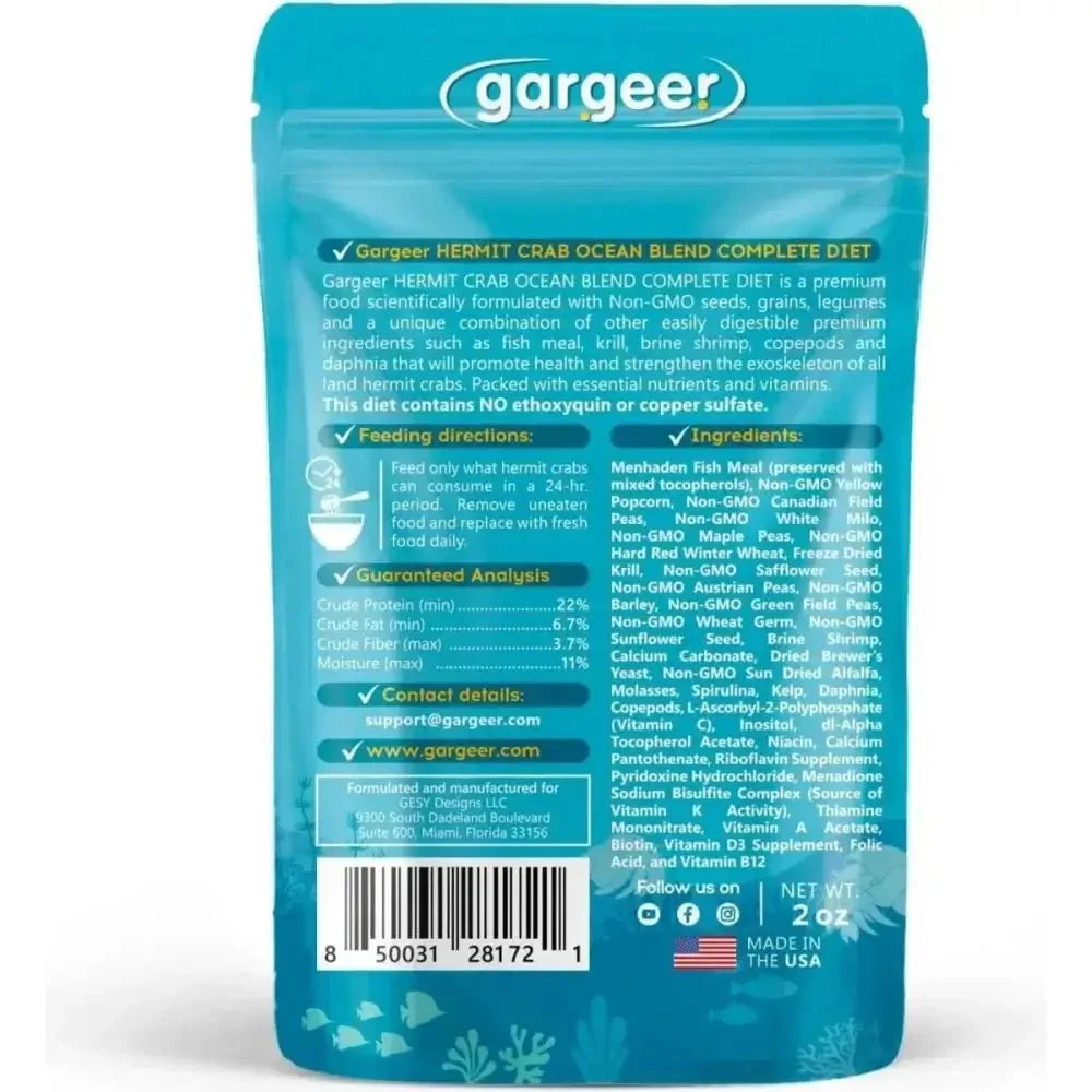 Gargeer Ocean Blend Complete Hermit Crab Food 2oz - Talis Us