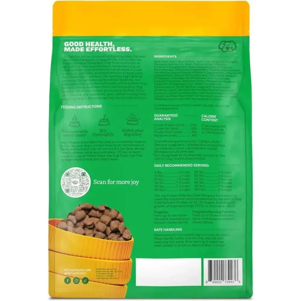Get Joy Beef Recipe Human - Grade All Life Stages Freeze - Dried Raw Dog Food - Talis Us