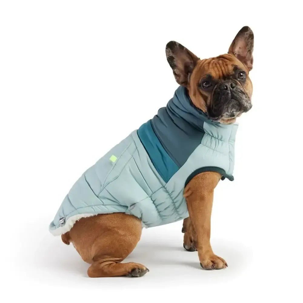 GF Pet Retro Puffer Light Blue Dog Jacket w/ Warm Sherpa - Talis Us