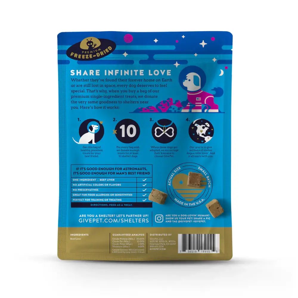 GivePet Freeze - Dried Beef Liver Dog Treats - Space Cowboy 3oz - Talis Us