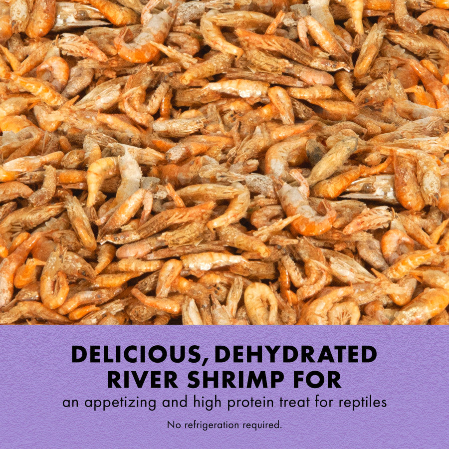 Talis Us Zilla Freeze Dried River Shrimp Munchies for reptiles, featuring a close-up of dehydrated river shrimp.