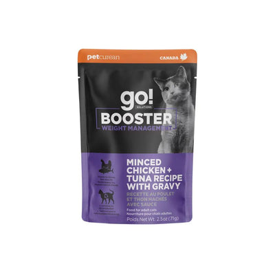 Go! Solutions Booster Weight Management Minced Chicken & Tuna with Gravy Wet Cat Food 24ea/2.5 oz - Talis Us