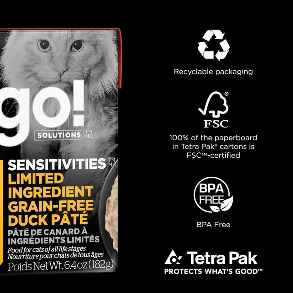 Go! Solutions Sensitivities Limited Ingredient Grain - Free Duck Pate Cat Food 24ea/6.4 oz - Talis Us