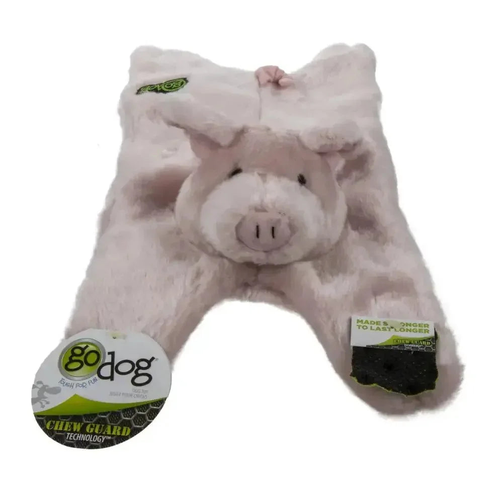 goDog Barnyard Buddies Squeaky Plush Flattie Dog Toy - Talis Us