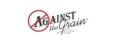 Against the grain logo featuring stylized black text with a red prohibition symbol over it.