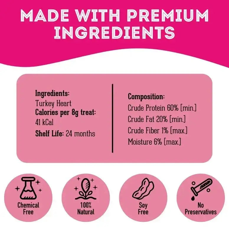 The Granville Island Turkey Heart Premium Dehydrated Pet Treat High Protein 2.8 oz - Talis Us